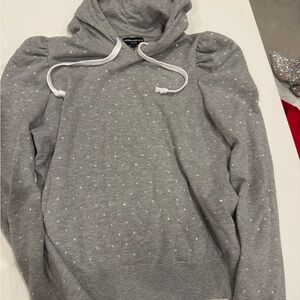 Generation Love Gray Hooded Sweatshirt with Puff Sleeves and Studs